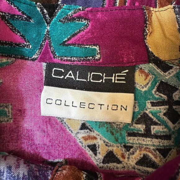 Vintage Caliché Collection Button-Up Shirt — Bold Southwest Abstract — Size L - Picture 4 of 4